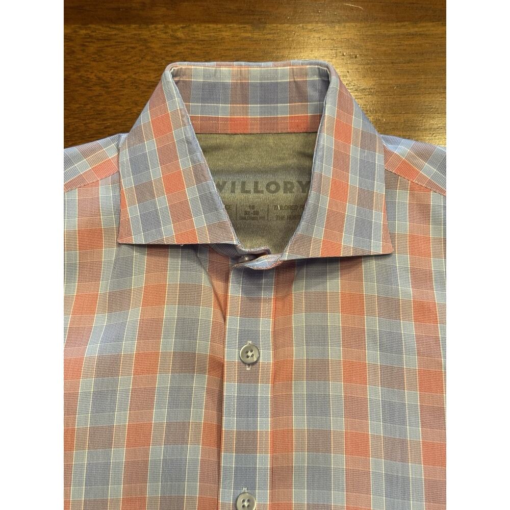 15 32/33 Twillory Performance Fabric Long Sleeve Shirt Tailored Fit Pink Plaid